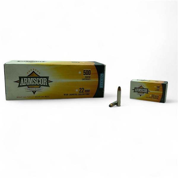 Armscor .22 Magnum Rimfire, 40 Grain Jacketed Hollow Point Ammunition, 500 Rounds