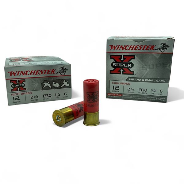 Winchester Super-X 12 Ga, 2-3/4", 1-1/4 oz, #6 Shot High Brass Ammunition, 50 Rounds