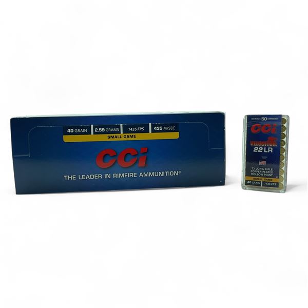 CCI Velocitor .22 LR, 40 Grain Copper-Plated Hollow Point Small Game Ammunition, 500 Rounds
