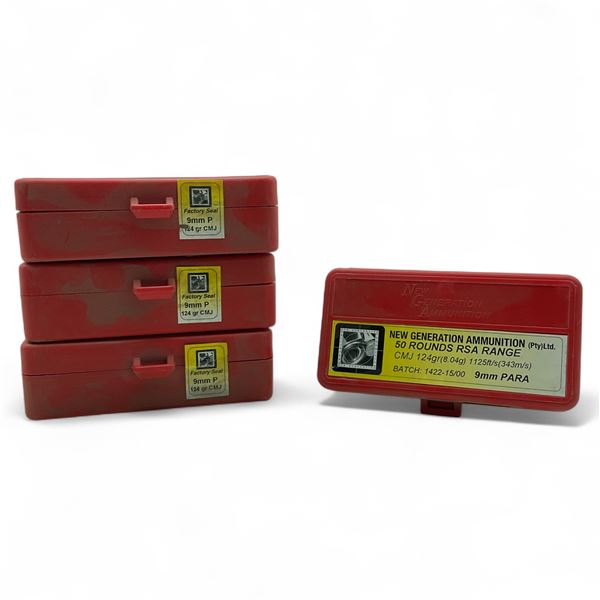 New Generation Ammunition 9mm PARA, 124 Grain CMJ Ammunition, 200 Rounds