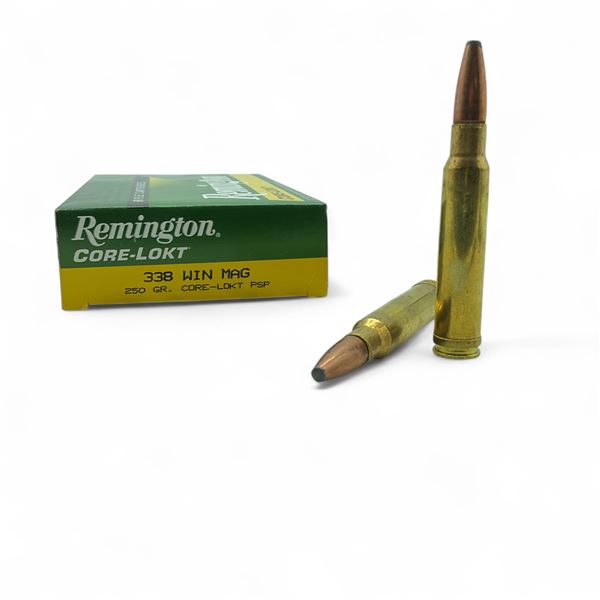 Remington Core-Lokt .338 Win Mag, 250 Grain Core-Lokt PSP Ammunition. 20 Rounds