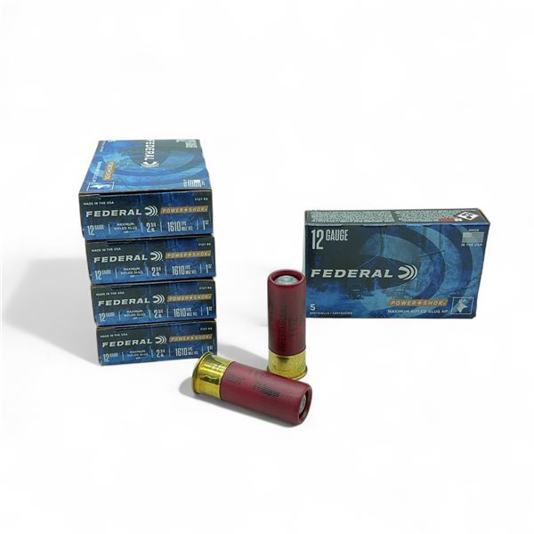 Federal Power Shok 12 Ga, 2-3/4", 1 oz Maximum Rifled Slug HP Ammunition, 25 Rounds