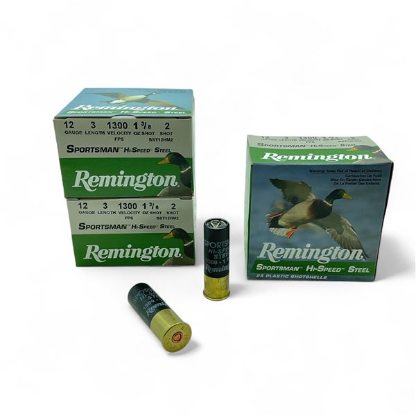 Remington Sportsman Hi-Speed Steel 12 Ga, 3", 1-3/8 oz, #2 Shot Ammunition, 75 Rounds
