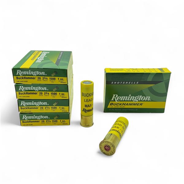 Remington Buckhammer 20 Ga, 2-3/4", 1oz Slug Ammunition, 25 Rounds