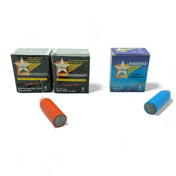 Tru Flare Bear Banger and Whistle Signal Cartridges for "Pen Type" Signal Launcher Size M9X1, 18 Qty