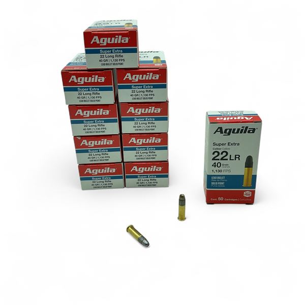 Aguila Super Extra .22 LR, 40 Grain Lead Bullet Ammunition, 500 Rounds