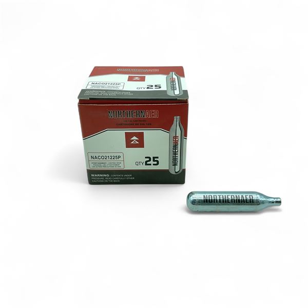 Northern AER 12 Gram CO2 Cartridges, 25 Qty