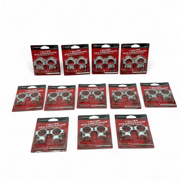 Simmons 22 Cal and Airgun Rings, Fits 3/8" Grooved Receivers and Objective Lens Up to 44 mm X 12 Qty