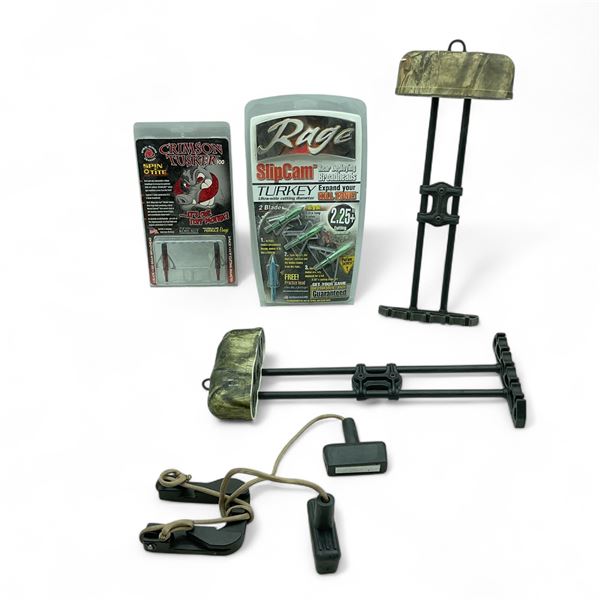 Assorted Bow Hunting Accessories, Quivers, Broadheads, Cocker