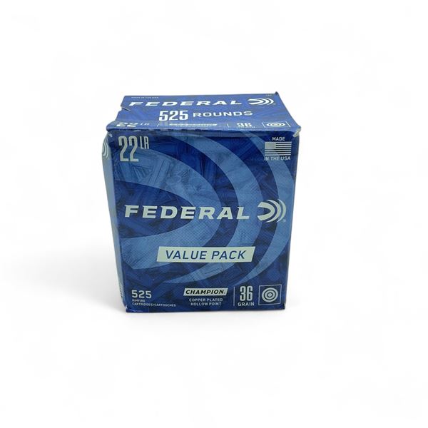 Federal Champion .22 LR, 36 Grain Champion Copper Plated Hollow Point Ammunition, 525 Rounds