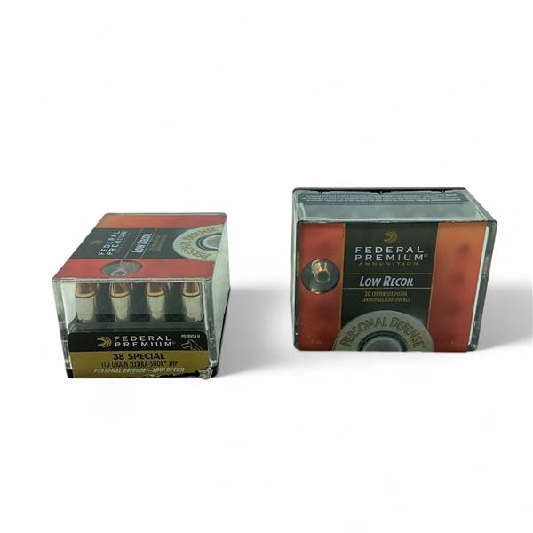 Federal Premium .38 Special, 110 Grain Hydra Shok JHP Personal Defense Low Recoil Ammunition, 40 Rnd