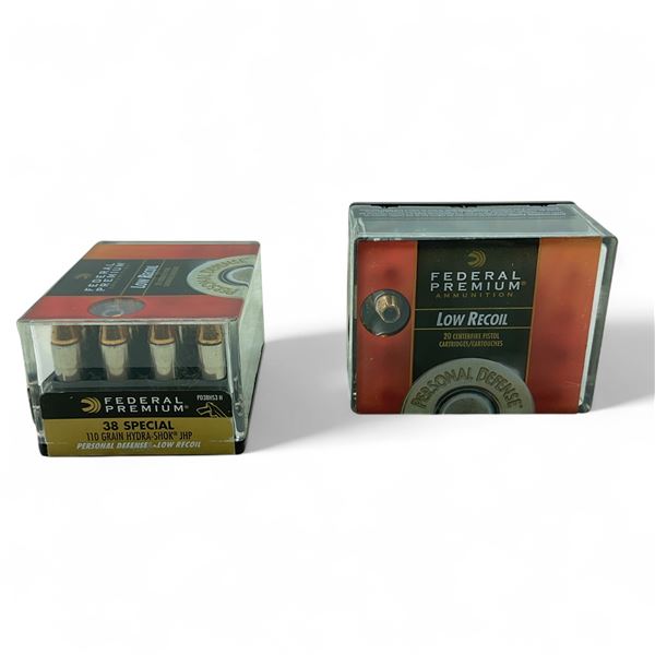 Federal Premium .38 Special, 110 Grain Hydra Shok JHP Personal Defense Low Recoil Ammunition, 40 Rnd