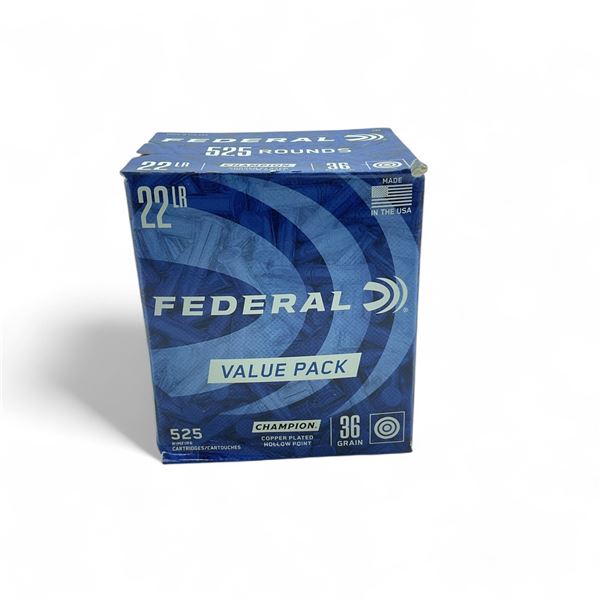 Federal Champion .22 LR, 36 Grain Champion Copper Plated Hollow Point Ammunition, 525 Rounds