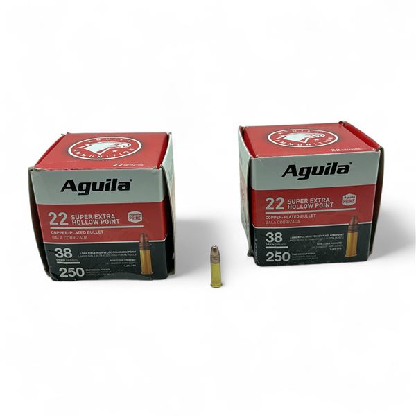 Agulia .22 LR Super Extra, 38 Grain Hollow Point Ammunition, 500 Rounds
