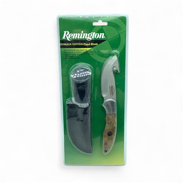 Remington Insignia Edition Fixed 3" Blade Guthook Knife with Belt Sheath, New