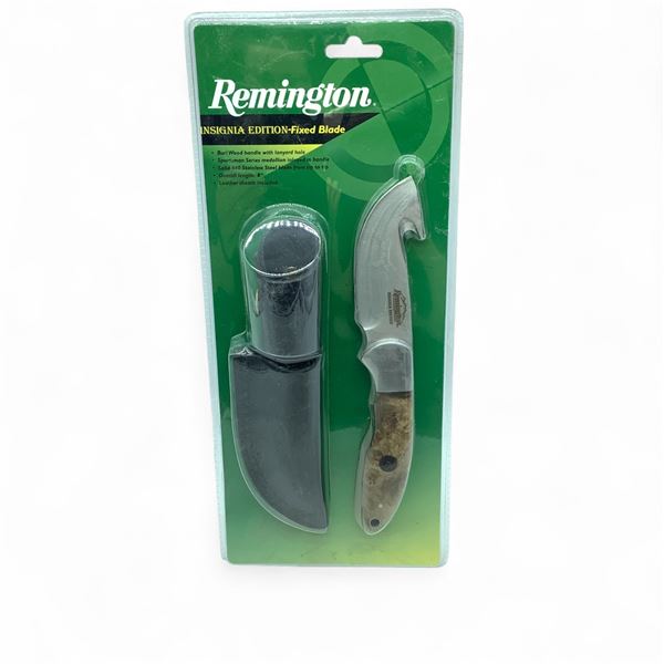 Remington Insignia Edition Fixed 3" Blade Guthook Knife with Belt Sheath, New