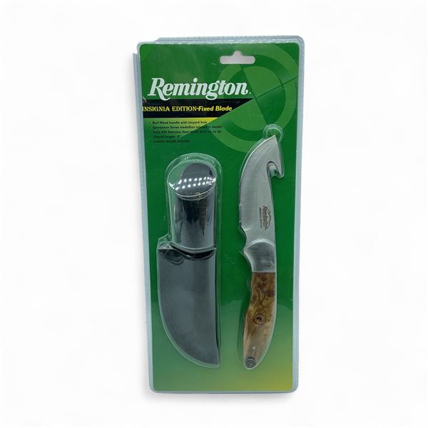 Remington Insignia Edition Fixed 3" Blade Guthook Knife with Belt Sheath, New