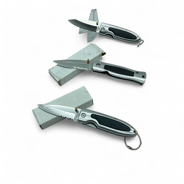 Folding 2 1/2" Serrated Blade Pocket Knife X 3