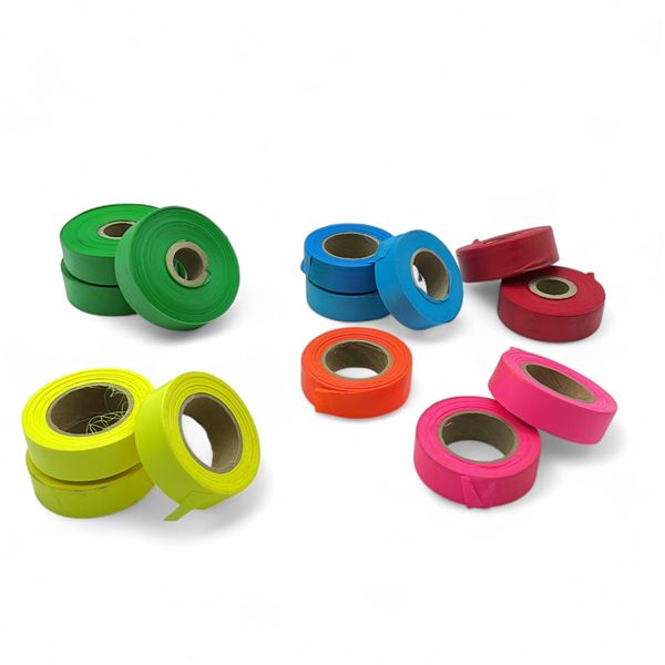 Flagging Tape, Assorted Colours Green, Orange, Blue, Yellow, Red, Pink