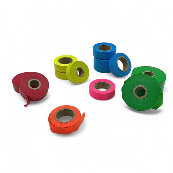Flagging Tape, Assorted Colours Green, Orange, Blue, Yellow, Red, Pink