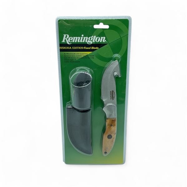 Remington Insignia Edition Fixed 3" Blade Guthook Knife with Belt Sheath, New