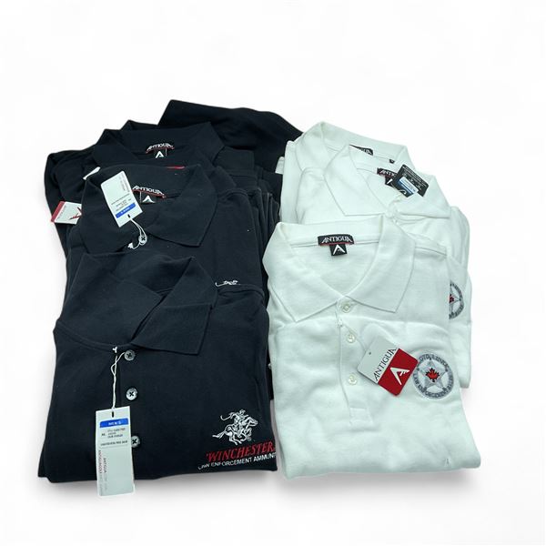Solid Polo-Style Collared Shirts, Men's Size XLarge, White X 5 Qty, Black X 5 Qty