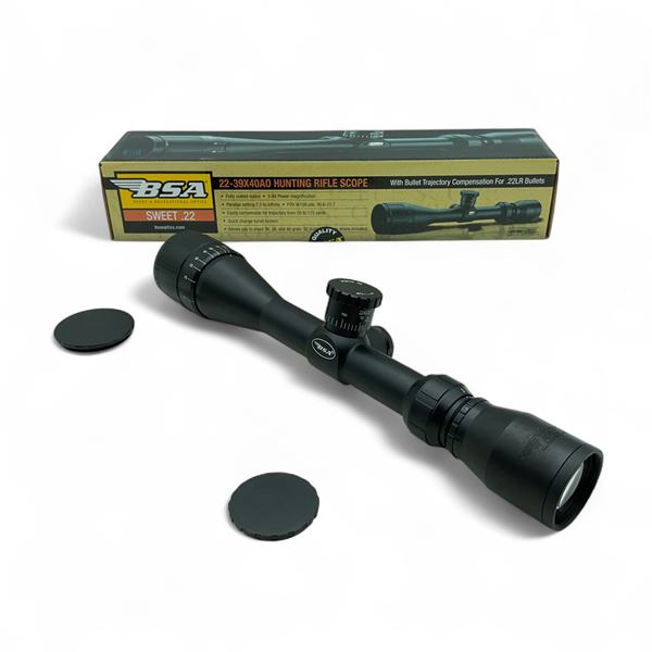 BSA Sweet 22 3 - 9X 40 AO Hunting Rifle Scope with STD BSA Reticle, New