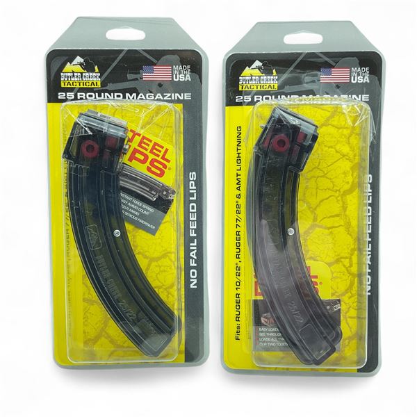 Butler Creek Ruger 10/22, Ruger 77/22 and AMT Lightning, 25 Round Magazine X 2 Qty