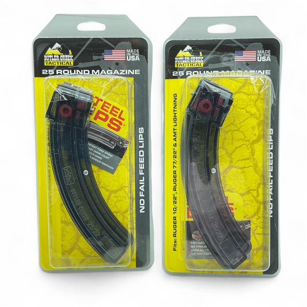 Butler Creek Ruger 10/22, Ruger 77/22 and AMT Lightning, 25 Round Magazine X 2 Qty