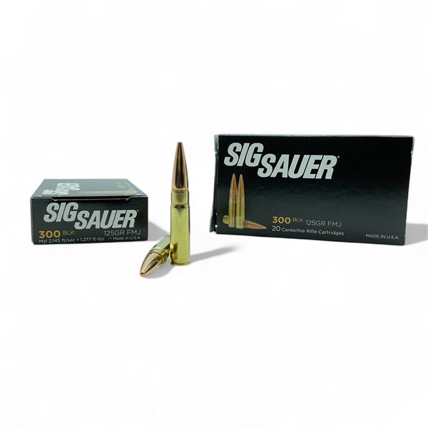 Sig Sauer 300 BLK 125 Grain Elite Ball FMJ Ammunition, 40 Rounds