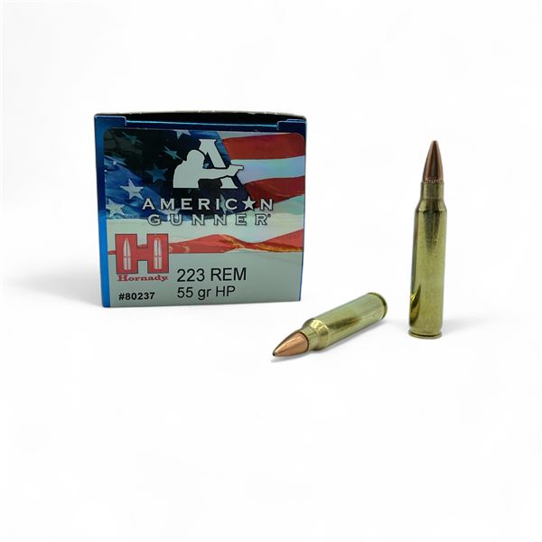 Hornady American Gunner 223 Rem, 55 Grain HP Ammunition, 50 Rounds