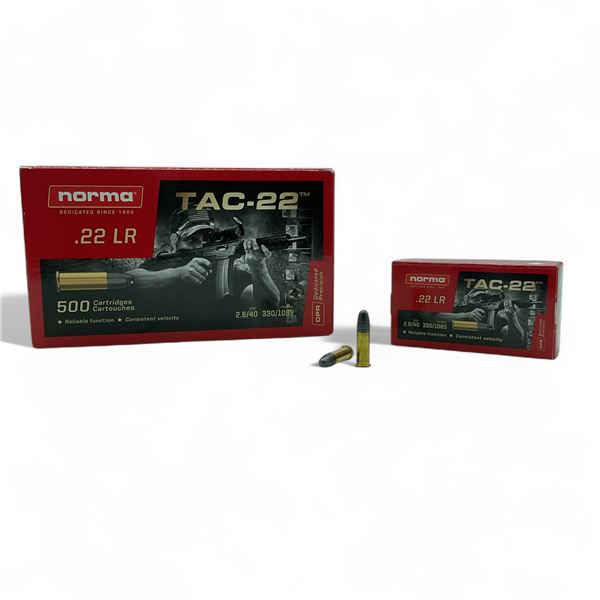 Norma Dedicated Precision TAC-22 22 LR 40 Grain LRN Ammunition, 500 Rounds
