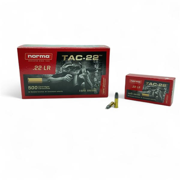 Norma Dedicated Precision TAC-22 22 LR 40 Grain LRN Ammunition, 500 Rounds