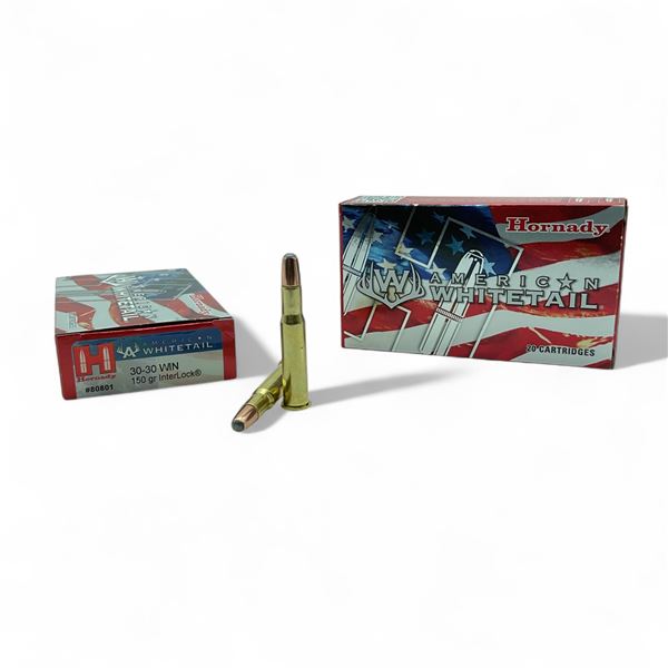 Hornady American Whitetail 30-30 Win,150 Grain Interlock Ammunition, 40 Rounds