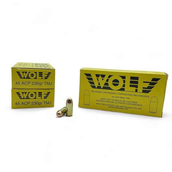 Wolf 45 ACP 230 Grain TMJ Ammunition, 150 Rounds