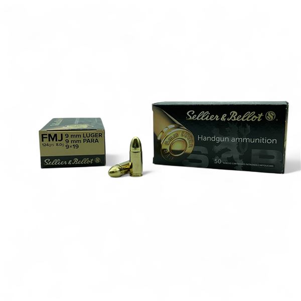 Sellier & Bellot 9mm Luger Para, 124 Grain Ammunition, 100 Rounds