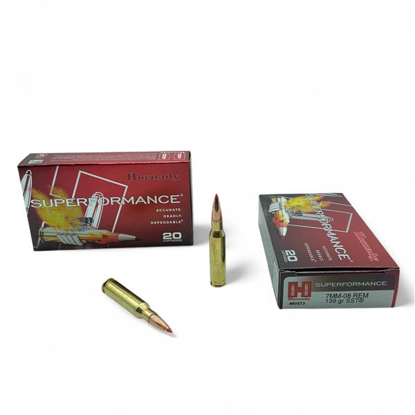 Hornady Superformance 7mm-08 Rem, 139 Grain SST Ammunition, 40 Rounds