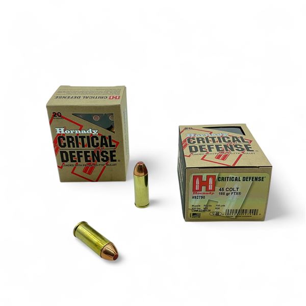 Hornady Critical Defense 45 Colt, 185 Grain FTX Ammunition, 40 Rounds