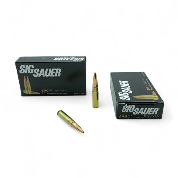 Sig Sauer 300 BLK 125 Grain Elite Ball FMJ Ammunition, 40 Rounds