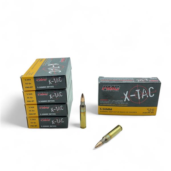 PMC X-TAC 5.56 mm 55 Grain FMJ-BT Ammunition, 100 Rounds