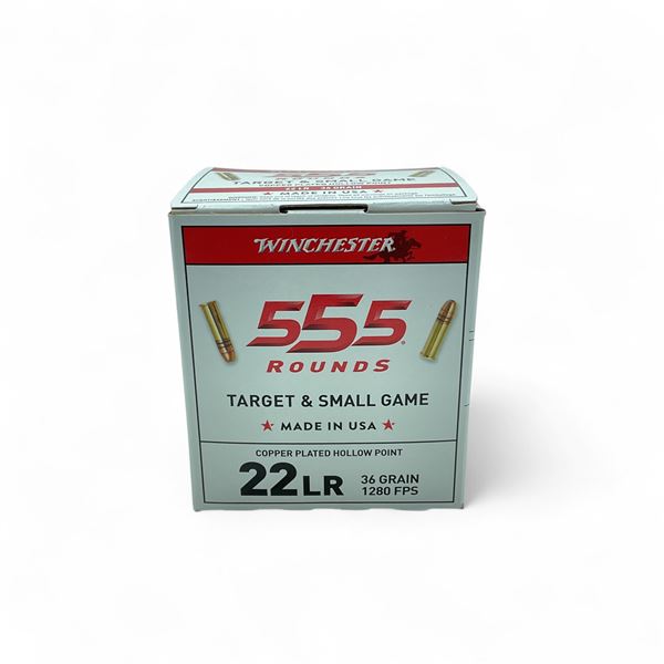Winchester Target & Small Game .22 LR, 36 Grain Copper Plated Hollow Point Ammunition, 555 Roun