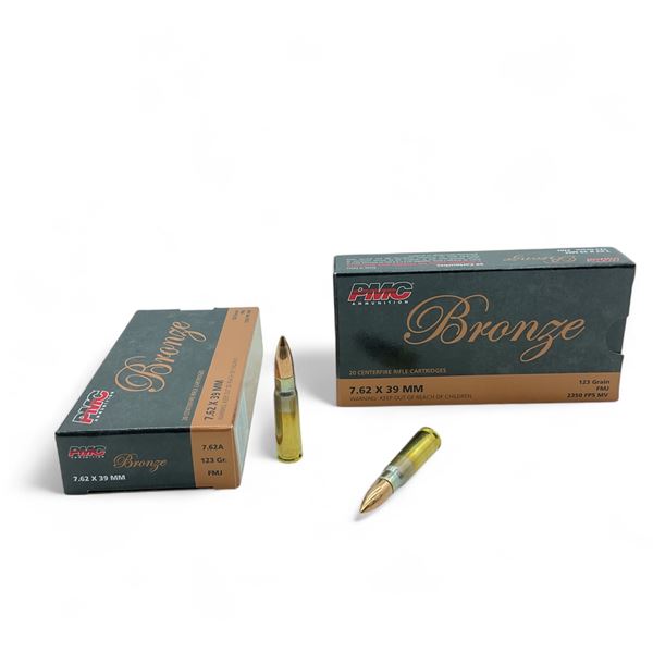PMC Bronze 7.62 X 39 mmm 123 Grain FMJ Ammunition, 40 Rounds