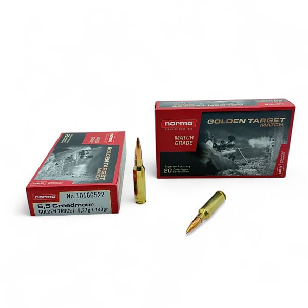 Norma Golden Target Match 6.5 Creedmoor 143 Grain Ammunition, 40 Rounds