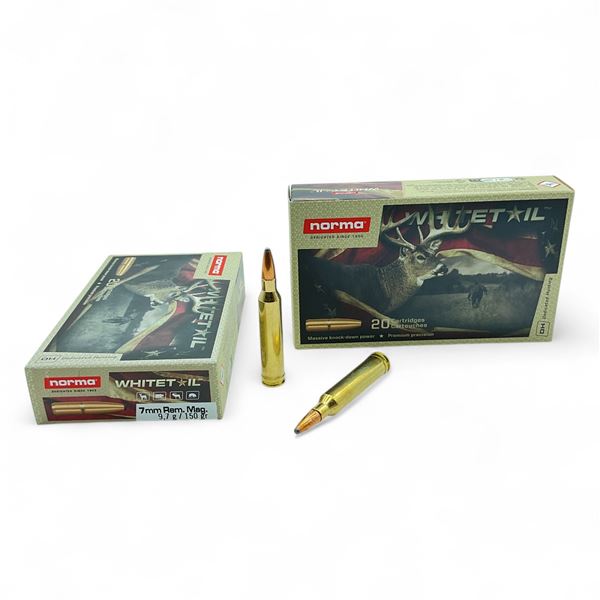 Norma Whitetail 7mm Rem Mag 150 Grain Ammunition, 40 Rounds