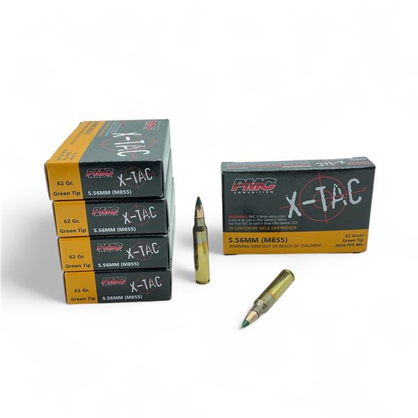 PMC X-TAC 5.56 mm 62 Grain Green Tip Ammunition, 100 Rounds