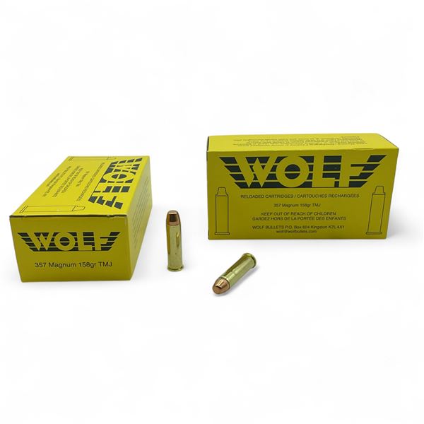 Wolf .357 Magnum, 158 Grain TMJ Ammunition, 100 Rounds