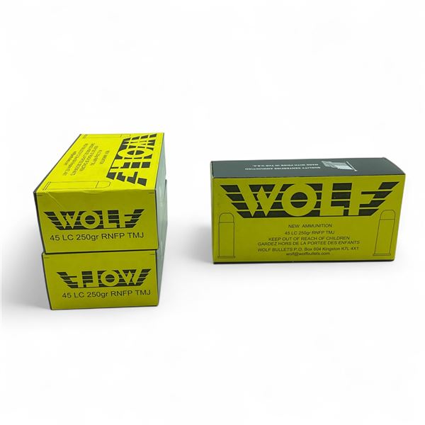 Wolf .45 LC, 250 Grain RNFP TMJ Ammunition, 150 Rounds