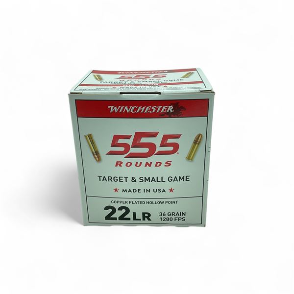 Winchester Target and Small Game .22 LR, 36 Grain Copper Plated Hollow Point  Ammunition, 555 Rounds