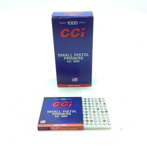 CCI #500 Small Pistol Primers, 1000 Qty