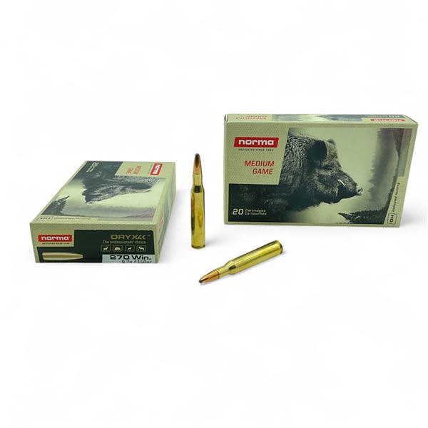 Norma Oryx Medium Game 270 Win, 150 Grain Ammunition, 40 Rounds
